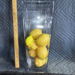 Thick Heavy Glass Vase With Plastic Lemons
