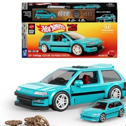 Mattel Brick Shop Hot Wheels Custom ‘90 Honda Civic EF Building Toy Kit 248pc For Collectors 