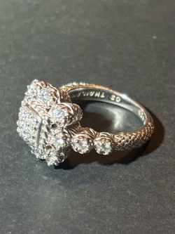 Judith Ripka Sterling Silver 925 Cluster/CZ Ring Size 7.75-8