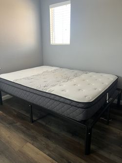 Full size bed with metal frame