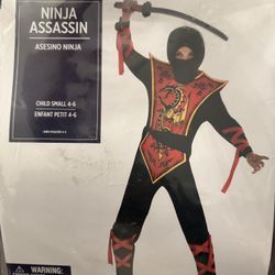 Brand New Halloween Ninja Costume Kid Size 4-6- Please See Photos