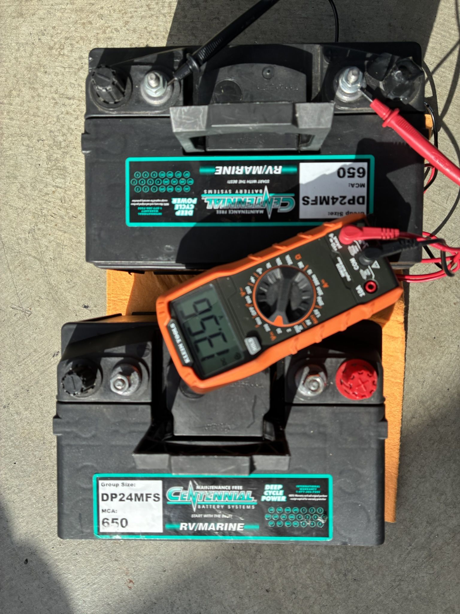 Two RV/MARINE Batteries 650 Amps Group Size DP24MFS