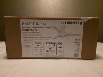 Hampton Bay Naderbury 36" Matte White Ceiling Fan LED & Remote