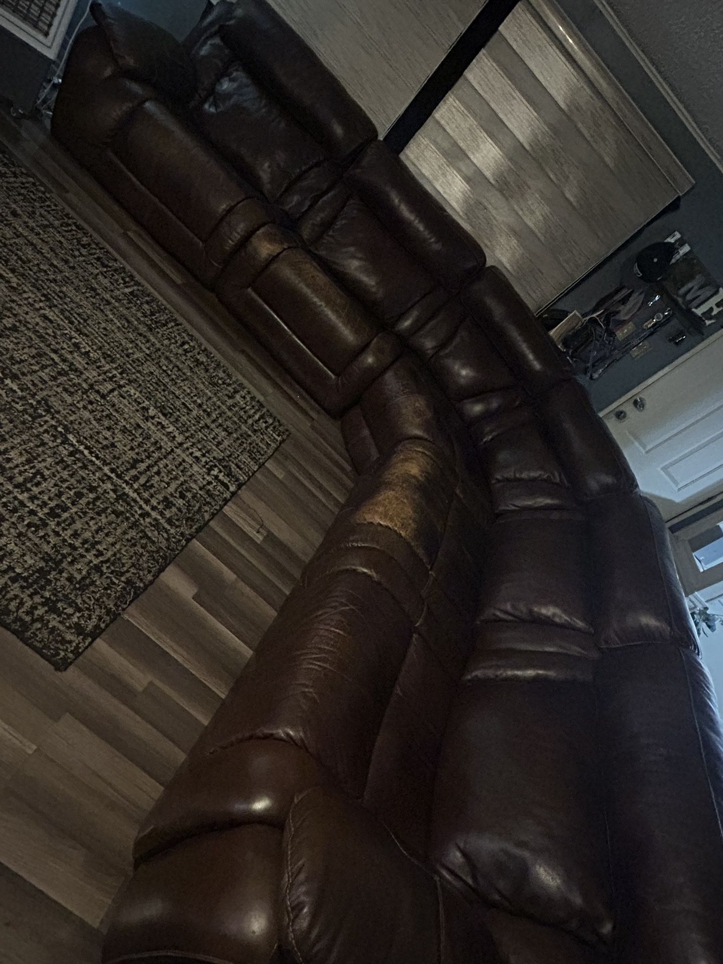 Dark Brown Leather Sectional