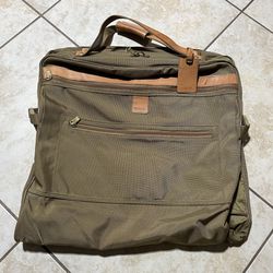 HARTMANN SUIT GARMENT BAG Ballistic NYLON LEATHER TRIM Vintage Khaki Suitcase