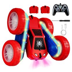 Brand New Spider Remote Control Car 4WD 360° Flips RC Stunt Car Toys Cyber-Inspired Double-Sided Drift Rc Cars with LED Lights 2 Rechargeable Charge B