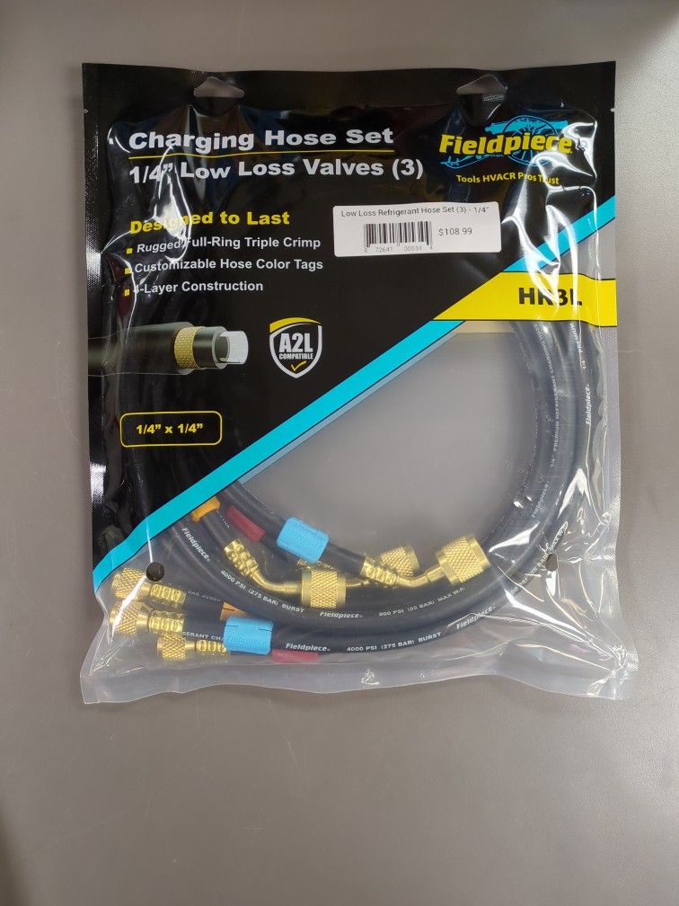 Low Loss Refrigerant Hose Set (3) - 1/4" (5' Black w/Tags)