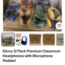 Eduvy 12 Pack Premium Classroom Headphones with Microphone  Padded