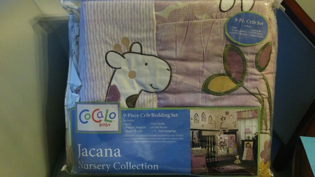 Cocalo Jacana Baby Girl Nursery Crib Bedding Set in Excellent Preowned Condition.