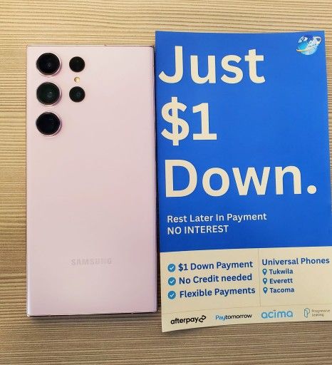 Samsun Galaxy S23 Ultra 128gb Unlocked FREE Smartwach/ Headphones. Pay $1 Today Rest in payments. NO CREDIT NEEDED FINANCING