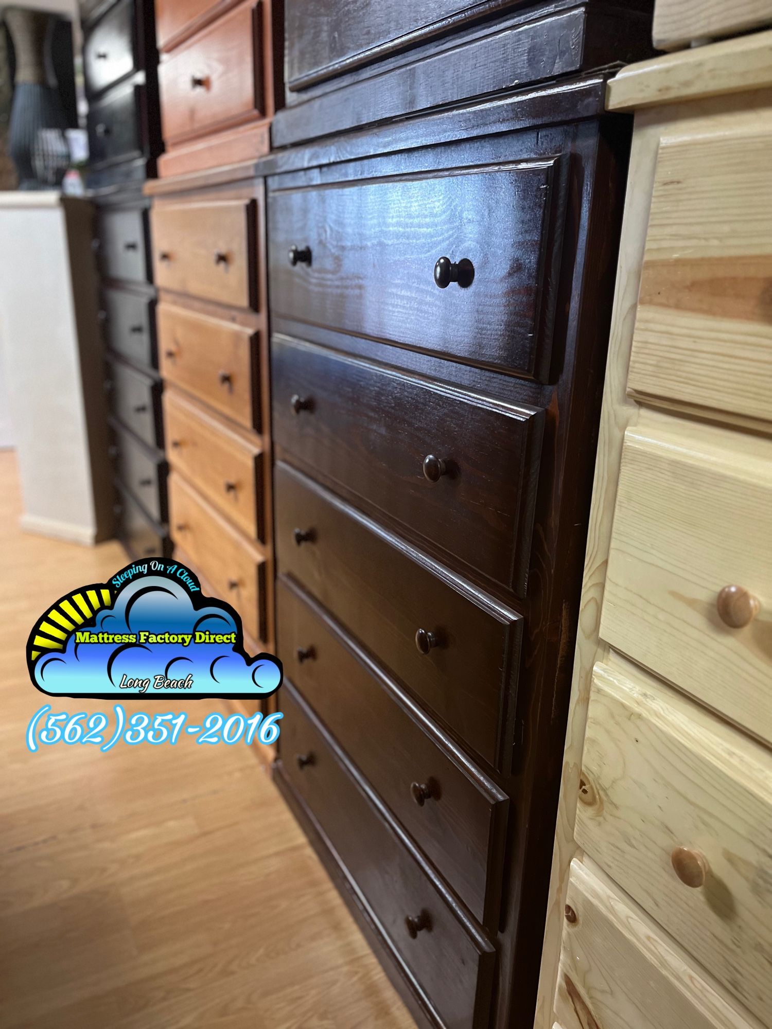 Brown Five Drawer 2 Knob Dresser New Cajonera Chest