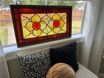 Stained Glass Floral Window Panel