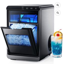 Simzlife Nugget Ice Maker Countertop, 44lbs per Day Soft Chewable Pebble Nugget Ice Machine, One-Touch Self-Cleaning with Touch Screen for Home, Kitch