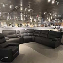 Black 6pc Power Reclining Sectional Couch