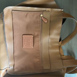 NWT Coach Hadley Turnlock Tote Bag In Suede & Leather Gold/Sienna Brown