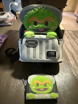 Oscar the Grouch from Sesame Street mini backpack and wallet combo