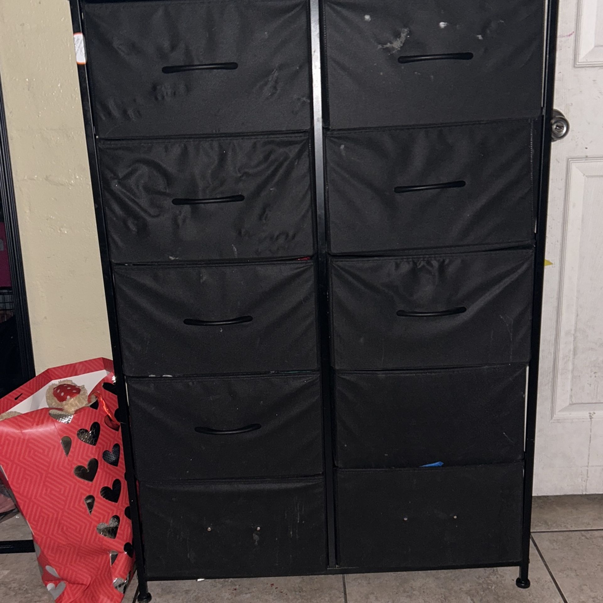 Stylish Black Dresser with Removable Cloth Drawers - Great Condition!**