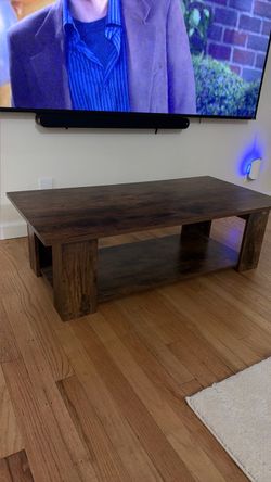 Dark Wood Coffee Table with Lower Shelf