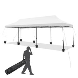 10x30 Pop Up Canopy Tent, Commercial Instant Canopy Heavy Duty With Roller Bag, 8 Sand Bags, 