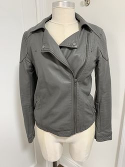 Forever 21 Dark Gray Faux Leather Motorcycle Biker Zipper Jacket Size S.
