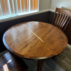 Solid Oak Dining Table + 2 Chairs – Excellent Condition