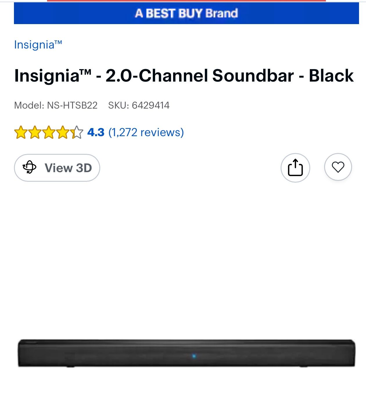 Insignia - 2 Channels Soundbar- Tv - Bluetooth