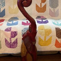 Decorative 40.5” Tusk Up Elephant Statue with Intricate Designs 