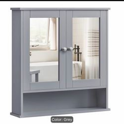 Modern Wall-Mounted Medicine Cabinet with Mirrored Doors