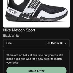 Nike Metcon Sport. Black/White. 10.5