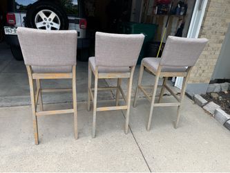 Set of 3 Upholstered Bar Stools with Nailhead Trim