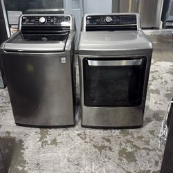 LG Topload Washer And Gas Dryer With Easy Load Door