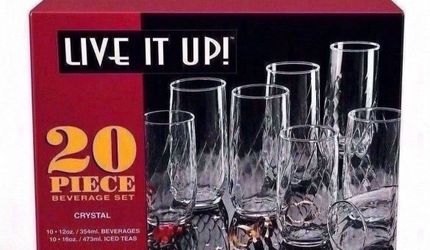 Live It Up! 20-Piece Crystal Beverage Glass Set