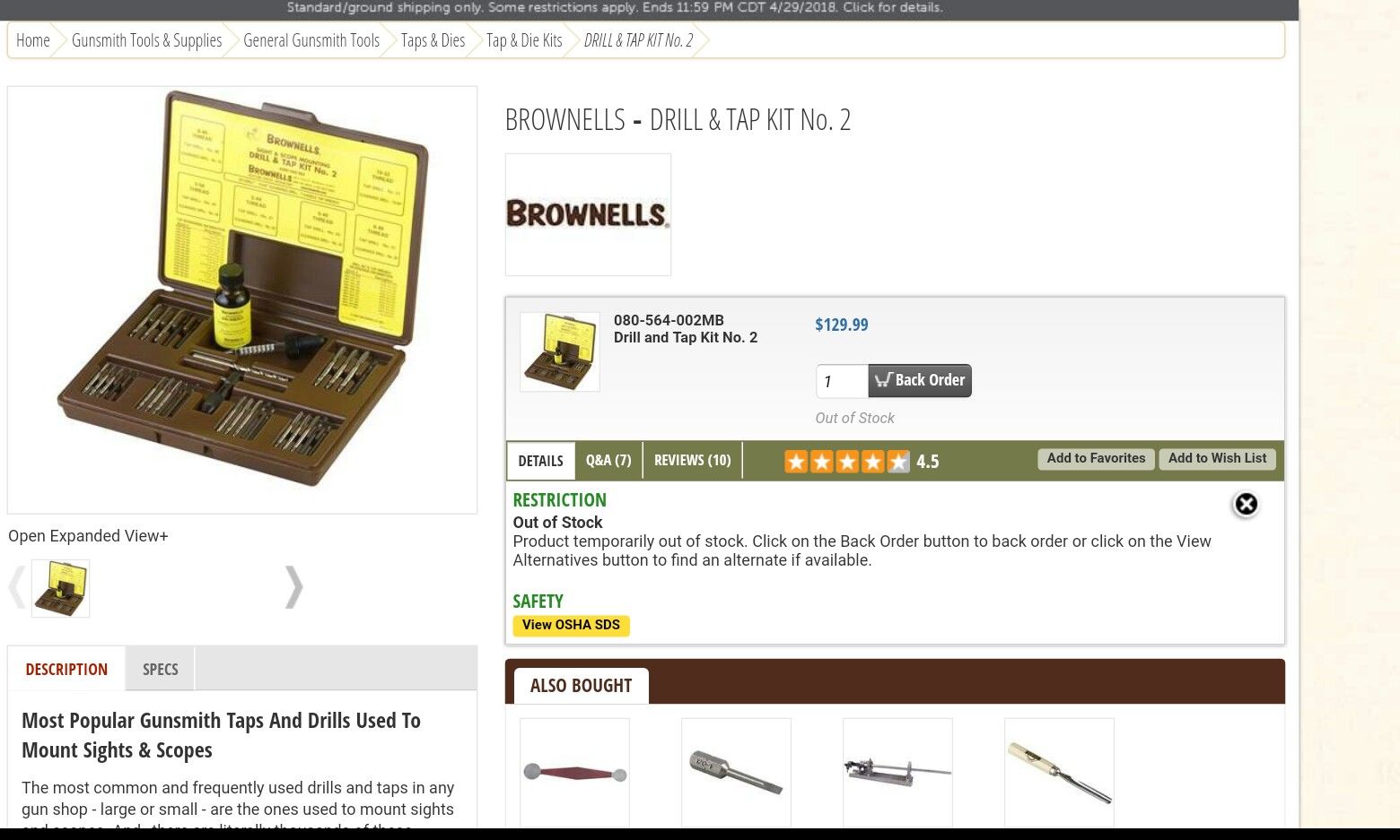Brownells drill and tap kit no.2