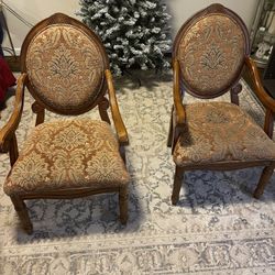 Two Matching Wood Victorian Style Chairs