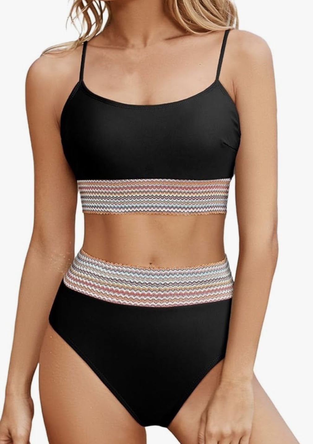 Black High-Waisted Tummy Control Bikini Women’s Medium NWOT