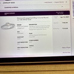 10k Engagement Ring (white Gold) Size 5. All Other Info Is On The Photo. 