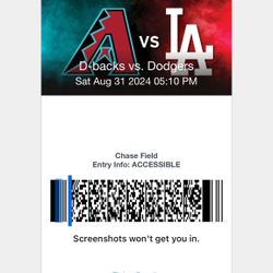 2 TICKETS TONIGHT’S DBACKS GAME vs DODGERS