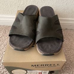 Merrell Women’s Black Leather Sundial Slides Size 7M