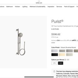 Kohler purist shower kit