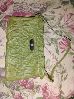 JM Collection Green Leather Clutch 