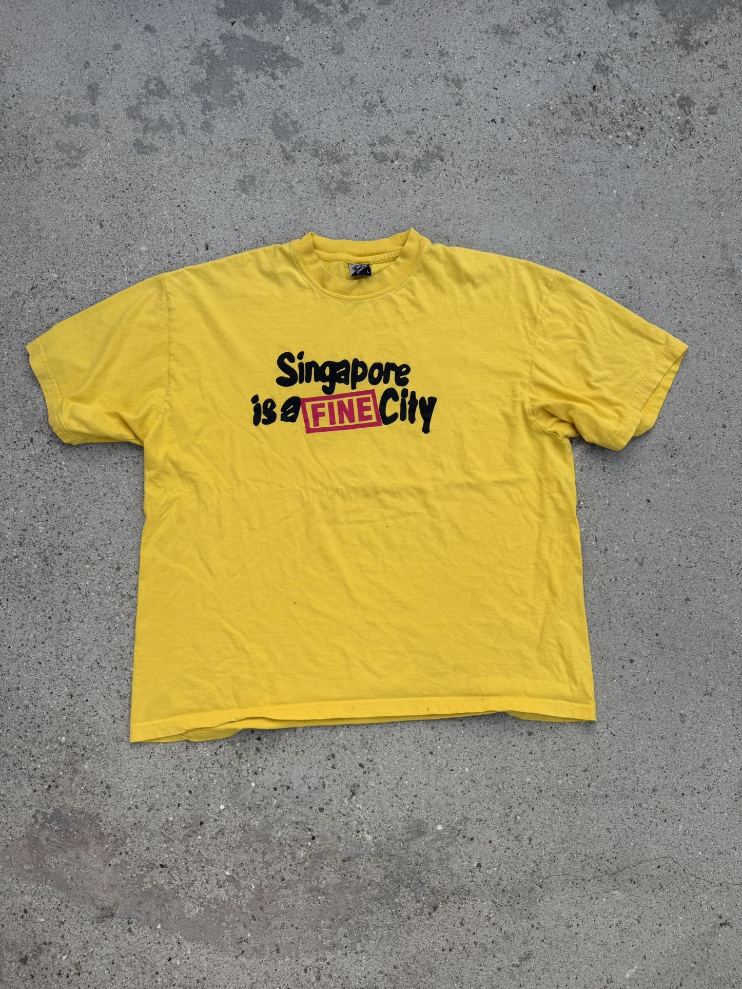 Singapore Fine City yellow cotton t-shirt tee size Large