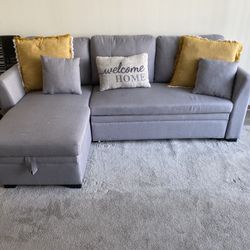 BEAUTIFUL GRAY COUCH ! & PILLOWS