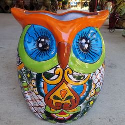 Talavera Owl Colorful Clay Pots, Planters,Plants $55 cada uno.