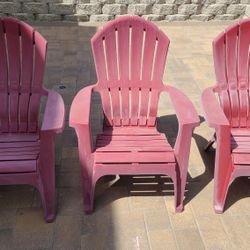 [Free]  Three (3) Red Resin Patio Adirondack Chairs