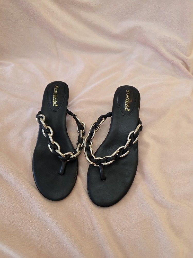 Black And Gold Kitten Heels