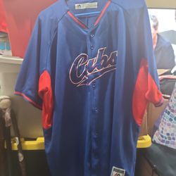 Chicago Cubs  Blue Button Up Jersey by Majestic Size2XL