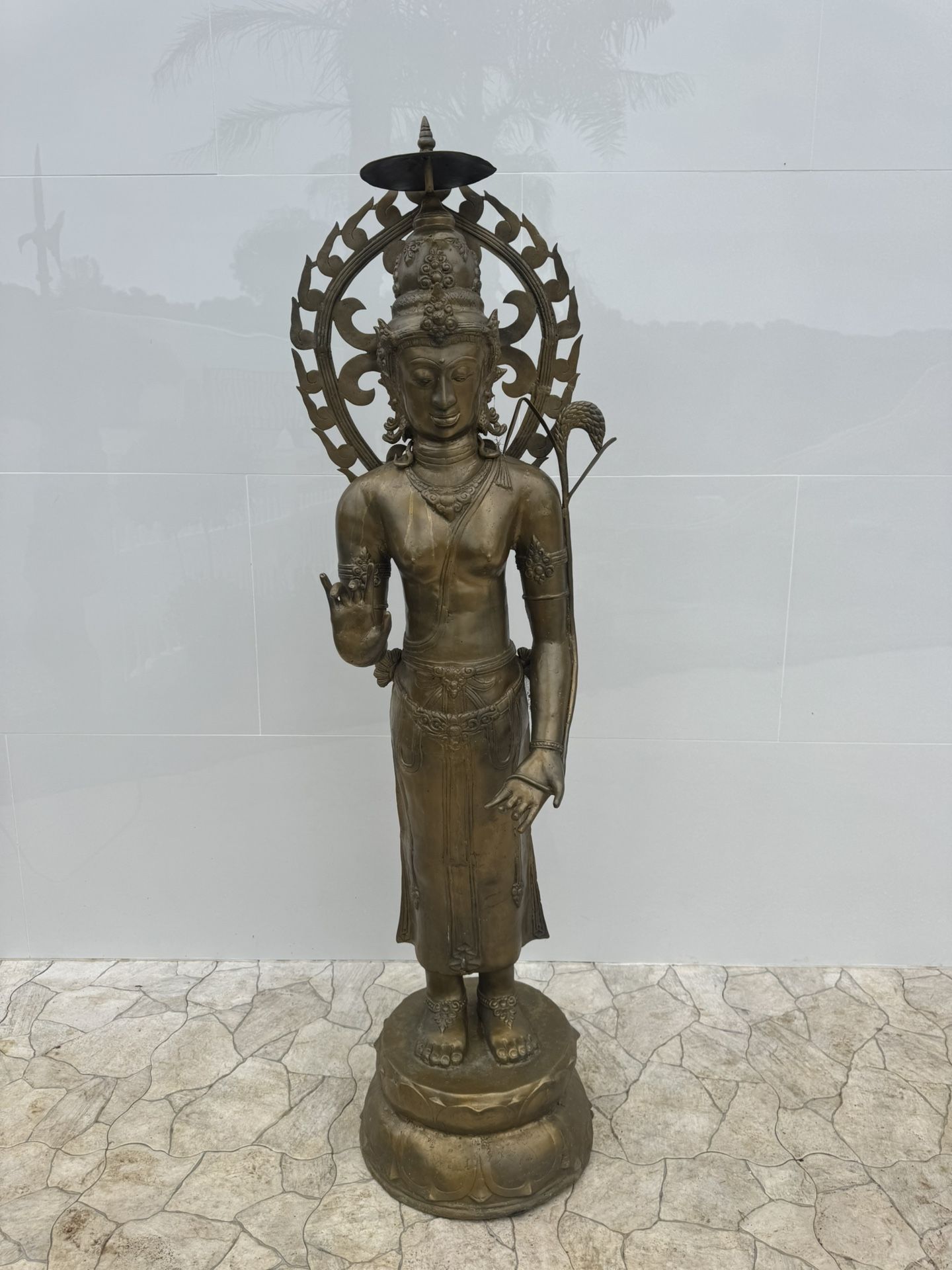 Life Size Antique Hindu God Vishnu Bronze Sculpture