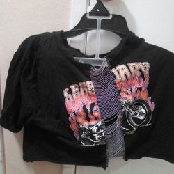 Black Graphic Crop Top