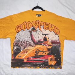 Godspeed New York F1 Finishline Tee Yellow Heavyweight Cotton Size Small