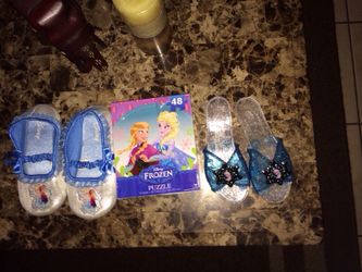 Elsa dress up play shoes sleep shoes and puzzle